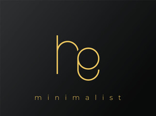 HE Minimalist Logo with Interlocking Shapes on Solid Black Background. A clean and modern minimalist logo design.