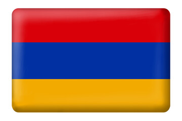 Armenian national flag with square button shape on transparent background. Flag, national, country, travel, language, business, presentation, element, digital, design, png, sticker, web, education
