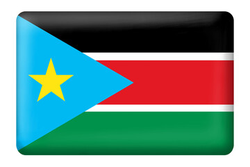 Flag of south sudan square button shape on transparent background. Flag, national, country, business, presentation, print, travel, world, web, language, education, capital juba. 
