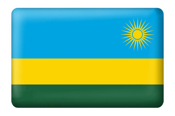 Rwanda flag with square button shape on transparent background. Flag, Rwanda, national, country, travel, element, sticker, business, presentation, education. Capital city Kigali