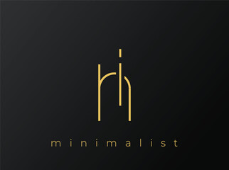 HI Minimalist Logo with Interlocking Shapes on Solid Black Background. A clean and modern minimalist logo design.