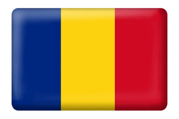 Romanian flag square button shape on transparent background. Flag, national, country, Romania, travel, element, ornament, business, celebration day, independent day, language, png, sticker