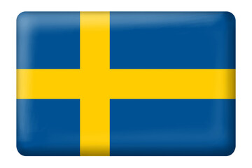 Swedish flag square button shape on transparent background. National flag. Flag, country, travel, language, education, print, digital, design, element, business, png, presentation, web, etc.