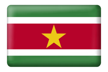 Suriname flag square button shape on transparent background. Flag, national, celebration, suriname, travel, country, education, print, language, culture, website, digital, design, element, sticker
