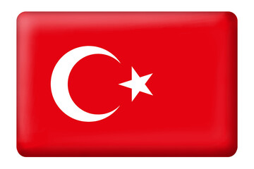 Turkish flag square button on transparent background. Flag, national, country, travel, language, culture, education, business, celebration day, independent day, element, sticker, design, print, etc.