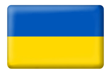 Ukrainian flag square button on transparent background. Flag, national, country, Ukraina, travel, culture, language, education, business, presentation, element, sticker, print, etc.