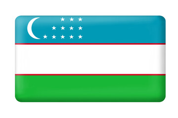 Flag of Uzbekistan with square button shape on transparent background. National or country flag. Flag, national, country, uzbekistan, asia, icon, symbol, element, ornament, sticker, celebration day