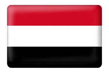 Yemeni flag with square button shape on transparent background. National or country flag. Flag, national, country, yemen, icon, symbol, sticker, element, design, education, business, office, png