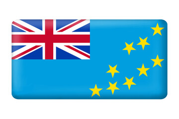 Tuvalu flag with square button shape on transparent background. National or country flag of tuvalu. Tuvalu, national, country, flag,