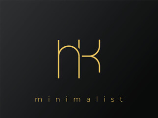 HK Minimalist Logo with Interlocking Shapes on Solid Black Background. A clean and modern minimalist logo design.