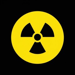 Fototapeta premium Bright yellow radioactive symbol warning sign universal danger icon for hazardous materials white background