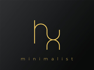 HX Minimalist Logo with Interlocking Shapes on Solid Black Background. A clean and modern minimalist logo design.