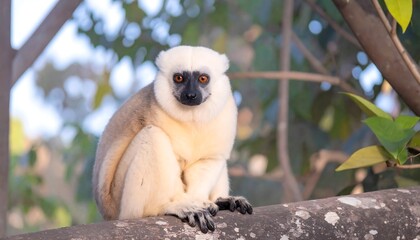 A lemur sits on a branch