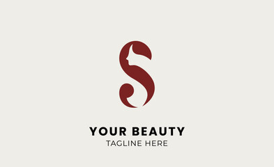 Minimal logo woman beauty with letter S. Feminine, body treatment and modern concept.