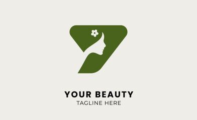 Minimal logo woman beauty with letter Y. Feminine, body treatment and modern concept.