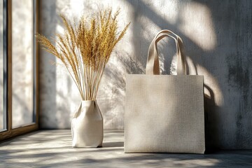 Reusable shopping bag mockup with a logo design, illustration art for retail branding, logotype, logo