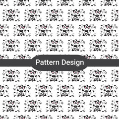 Unique seamless pattern featuring a striking black and red eye-like design on a white background, perfect for fabric printing, wallpaper, and digital art projects. Ideal for bold, modern, and quirky i