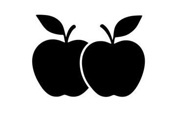 Vector art of two apples with leaves are shown in this black and white vector illustration, perfect for any design project