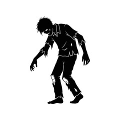 Vector art of silhouette of a zombie walking perfect for halloween, horror themes, or spooky designs with a creepy undead character