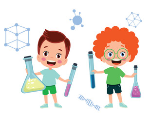 Young Scientists Experimenting with Chemistry and Science