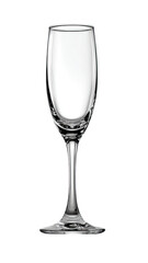 Empty champagne flute glass, clear glass, slender stem, simple design