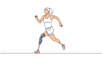 Woman with prosthetic leg running