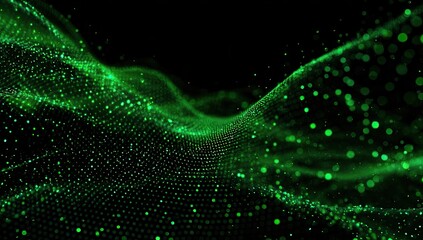 Abstract digital wave of green dots