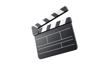 3D rendered movie clapperboard, black and white