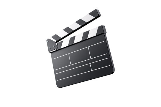 3D rendered movie clapperboard, black and white