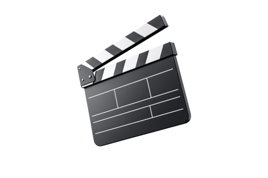 3D rendered movie clapperboard, black and white