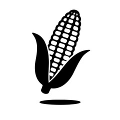 Illustration of a single ear of corn, showcasing its kernels and husk in a simple, graphic style design