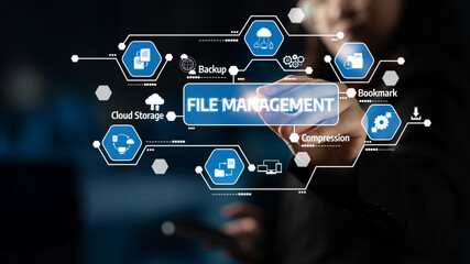 Explore the essential elements of file management in a modern digital workspace, featuring icons...