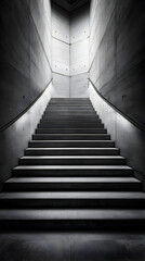 Fototapeta premium Ascend to new heights with this dramatic, modern concrete staircase leading towards bright, aspirational light.