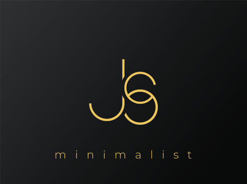 JS Minimalist Logo with Interlocking Shapes on Solid Black Background. A clean and modern minimalist logo design.
