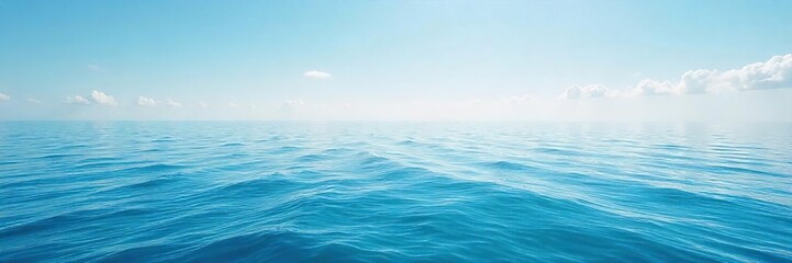 Obraz premium Serene seascape featuring a calm ocean meeting a clear horizon under a vast sky Perfect for travel, nature, and serenity themes Ideal for websites, brochures, and publications , vacation, light