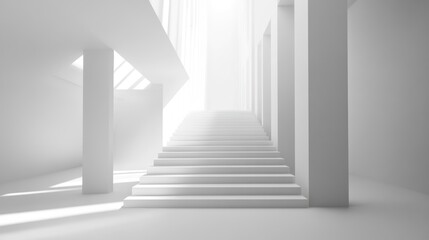 Aspirations in Architecture: A minimalist monochromatic stairwell design bathed in light