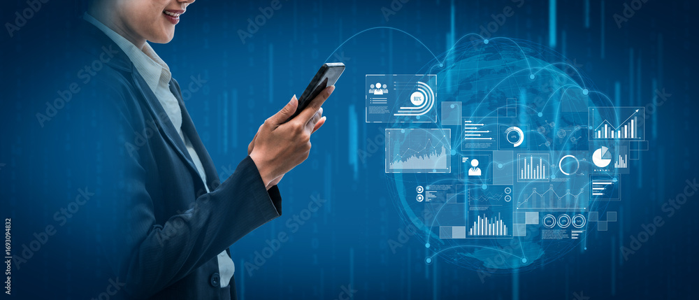 Poster data insights, charts, and analytics help visualize performance. data drives strategy, analytics enh