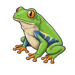 Fototapeta premium Green and Orange Red Eyed Tree Frog Illustration