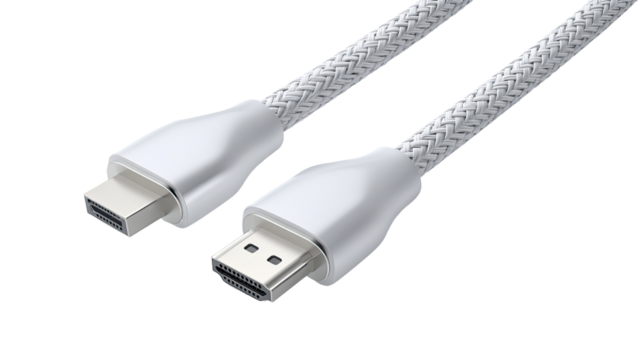 White braided DisplayPort cable with polished ends