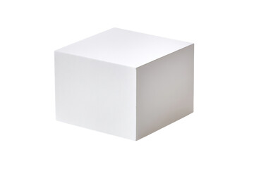 Fototapeta premium A solid, white cube, simple and geometric, sits against a black background