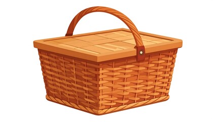Wooden picnic basket, closed