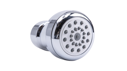 Chrome shower head, circular design, multiple spray nozzles