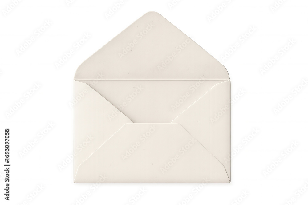 Poster slightly open white envelope on a transparent background, ready to be filled with a message or invit