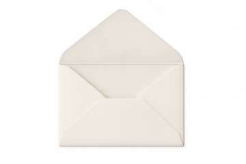 Slightly open white envelope on a transparent background, ready to be filled with a message or invitation