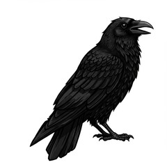 Fototapeta premium Black Raven Illustration: Detailed Drawing of a Dark Bird
