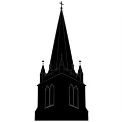Obraz premium Black Silhouette of a Gothic Church Spire