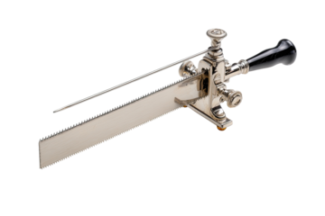 Vintage metal woodworking saw with adjustable guide