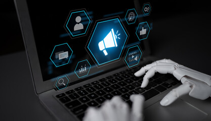 AI-generated visual showing digital marketing strategy with megaphone and engagement tools Latch