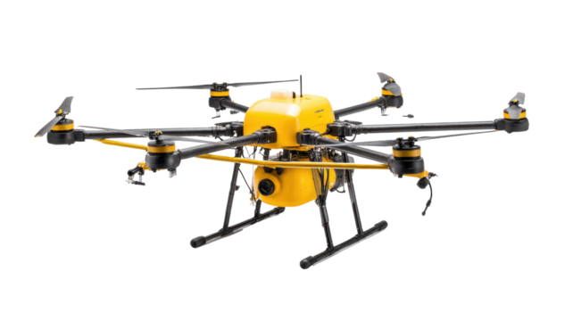 Yellow and black agricultural drone