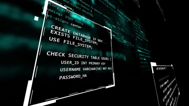 Artificial intelligence headline in 3d motion graphic technology animation. Intro with a lot of code or programming language - Powered by Adobe